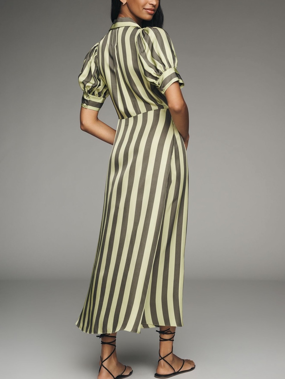 HUNTER BELL Iris Short Sleeve Tie Front Midi Dress - Picture 3 of 3